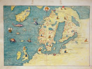 Europa del Norte, de un Atlas del Mundo en 33 mapas, Venecia, 1 de septiembre de 1553 (tinta sobre vitela)